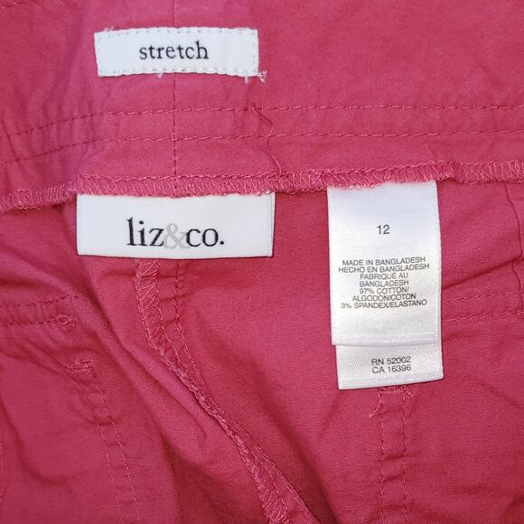 Liz & Co Women's Cropped Capri Barbie Core Pink Pants Size 12 - Picture 3 of 10